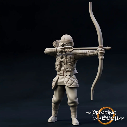 Photo de produit figurine historique médiévale échelle 75mm The Printing Goes Ever On (TPGEO) 0 : Figurines de chevaliers médiévaux archer - modèles 75mm - guerriers de la marche