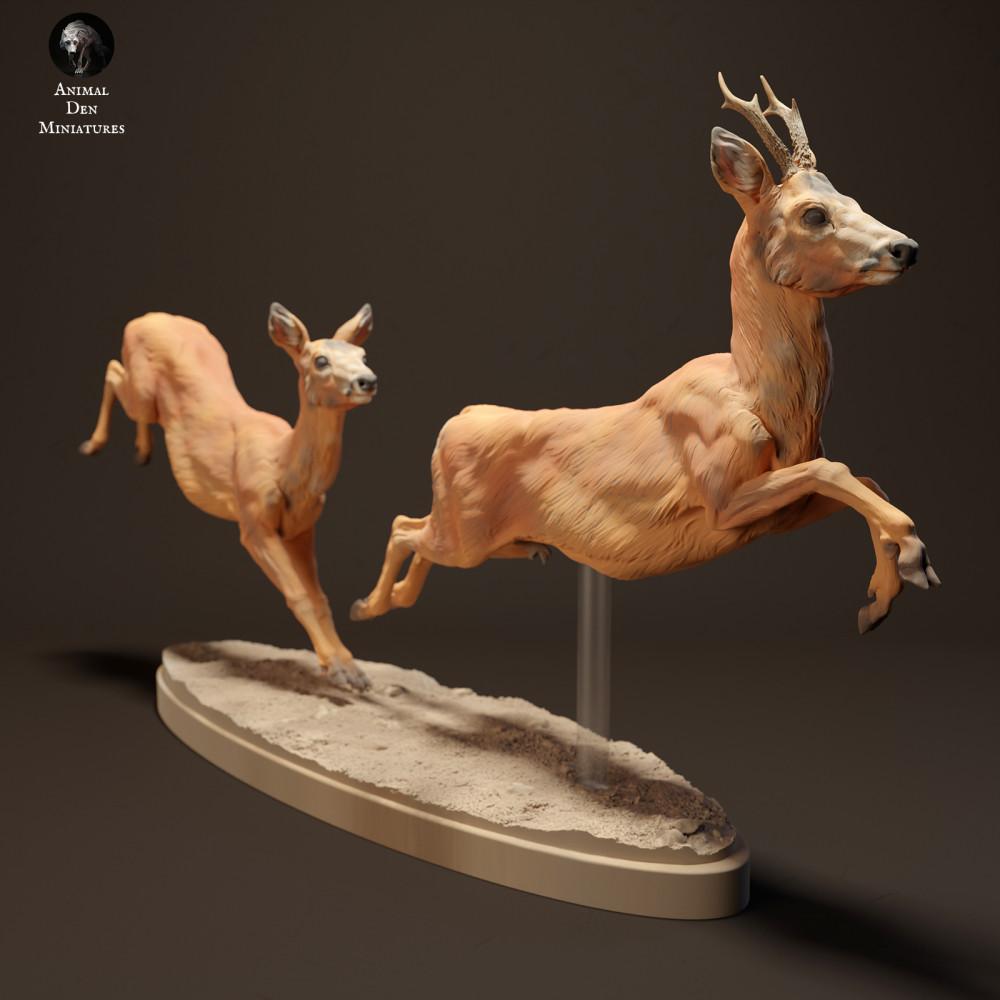 Photo produit figurine animale Animal Den Miniatures 2 : figurine d’animal sauvage : cerf - en course (23_10_14)