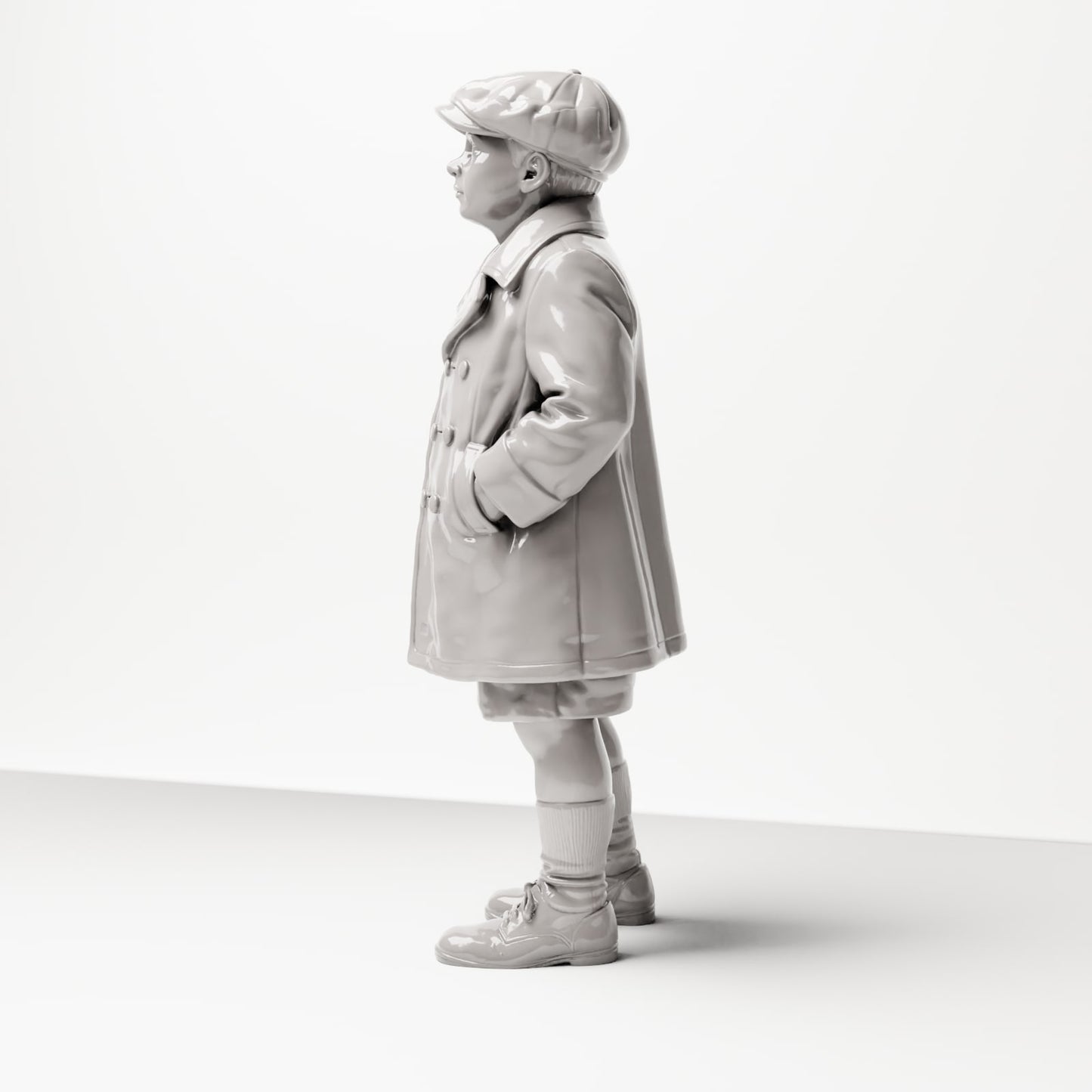 Diorama Modélisme Photo de produit 1 : Figurine de diorama historique : Jeune attendant avec casquette et manteau, fin des années 1920 (sc10)