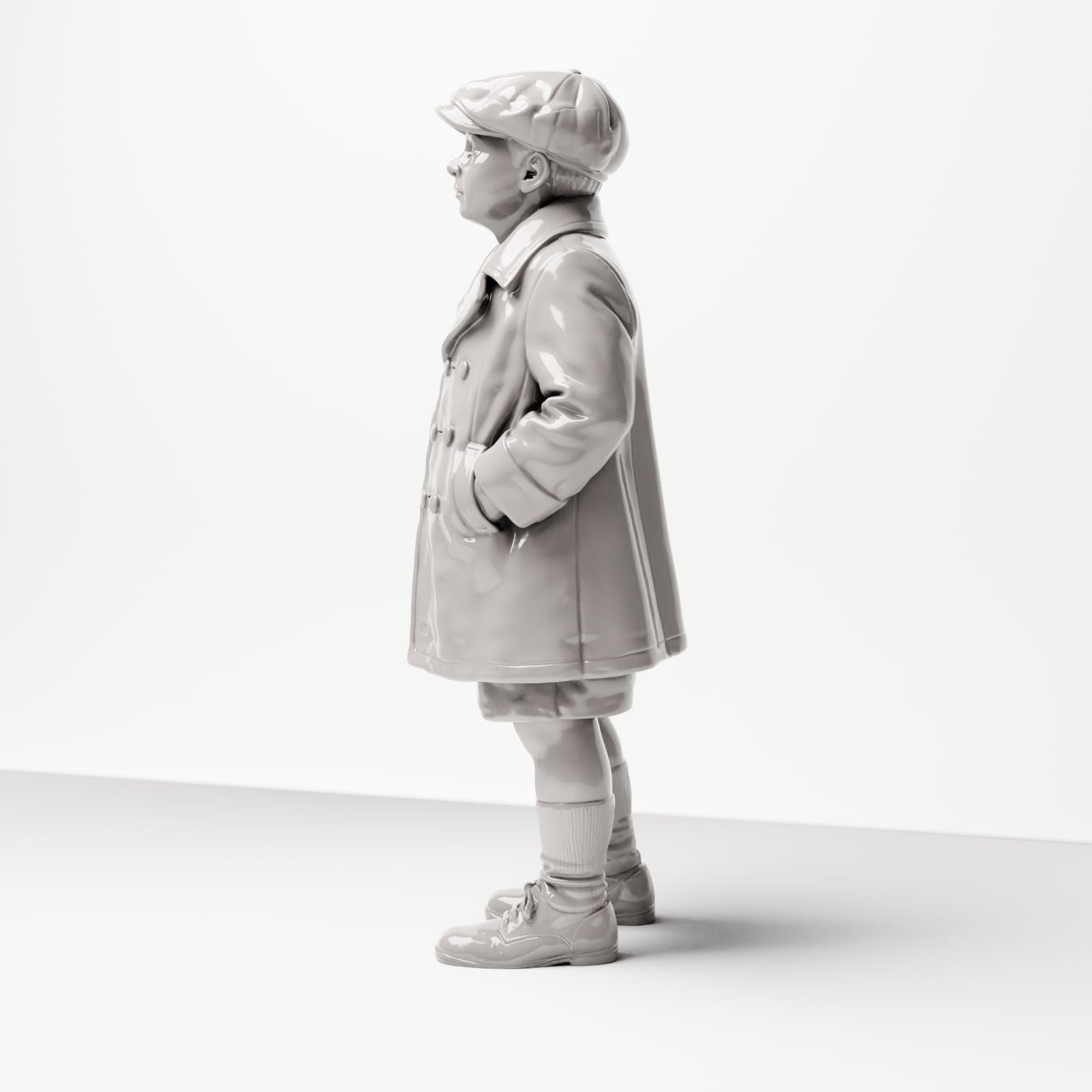 Diorama Modélisme Photo de produit 1 : Figurine de diorama historique : Jeune attendant avec casquette et manteau, fin des années 1920 (sc10)
