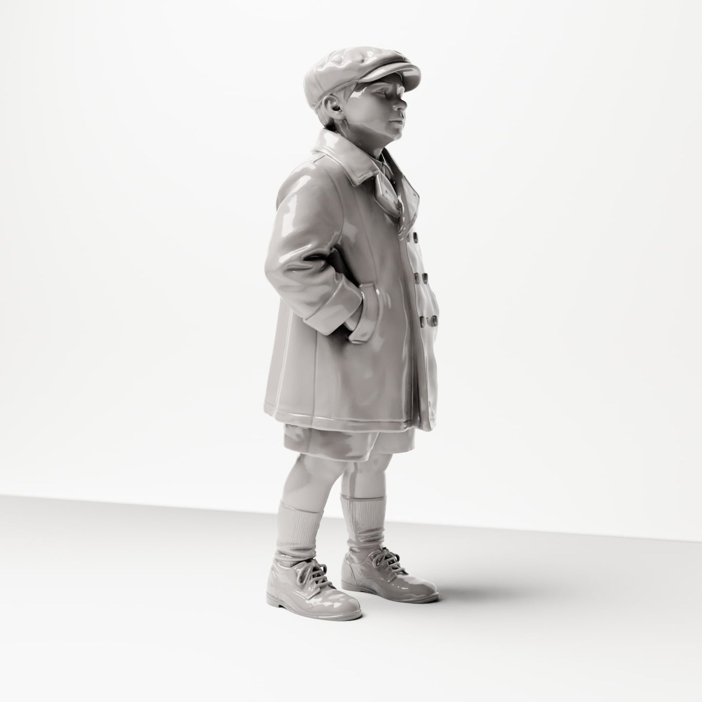 Diorama modélisme photo produit 4 : Figurine de diorama historique : Jeune attendant avec casquette et manteau, fin des années 1920 (sc10)