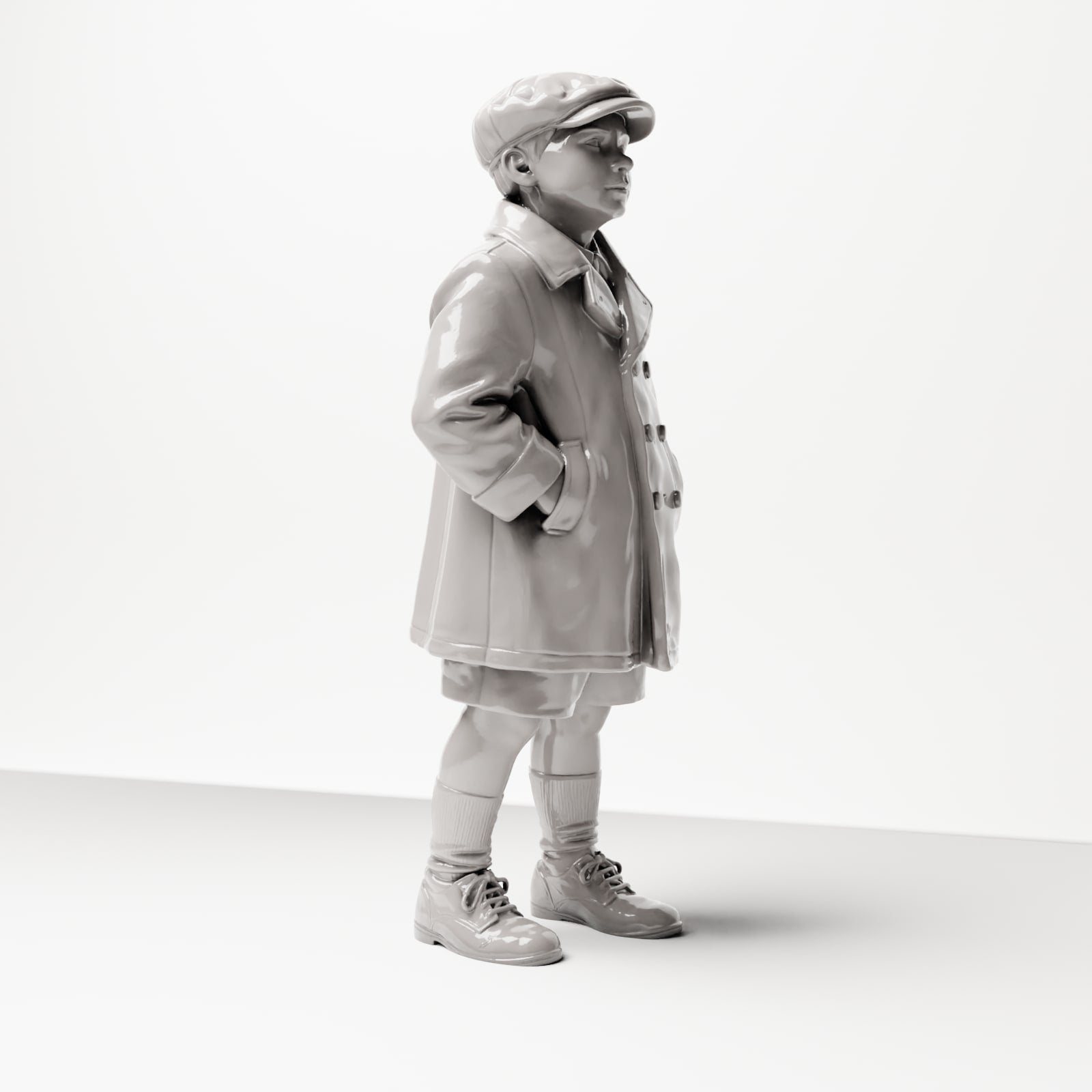 Diorama modélisme photo produit 4 : Figurine de diorama historique : Jeune attendant avec casquette et manteau, fin des années 1920 (sc10)