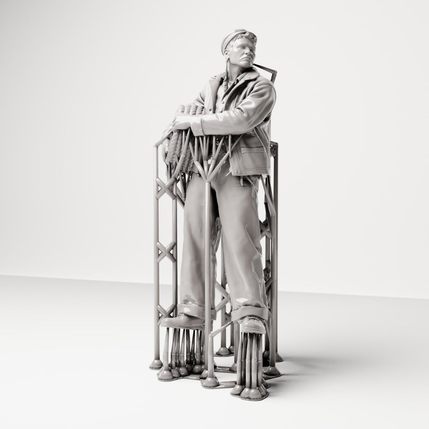 Diorama Modellbau Produktfoto 5: Historische Diorama Figur: Hafenarbeiter mit Taurolle an der Hüfte (sc15)
