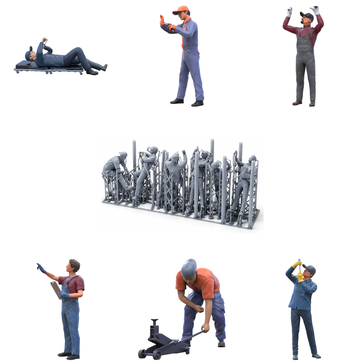 Photo du produit Diorama et modélisme Figurine miniature : Ensemble de mécaniciens, 6 figurines