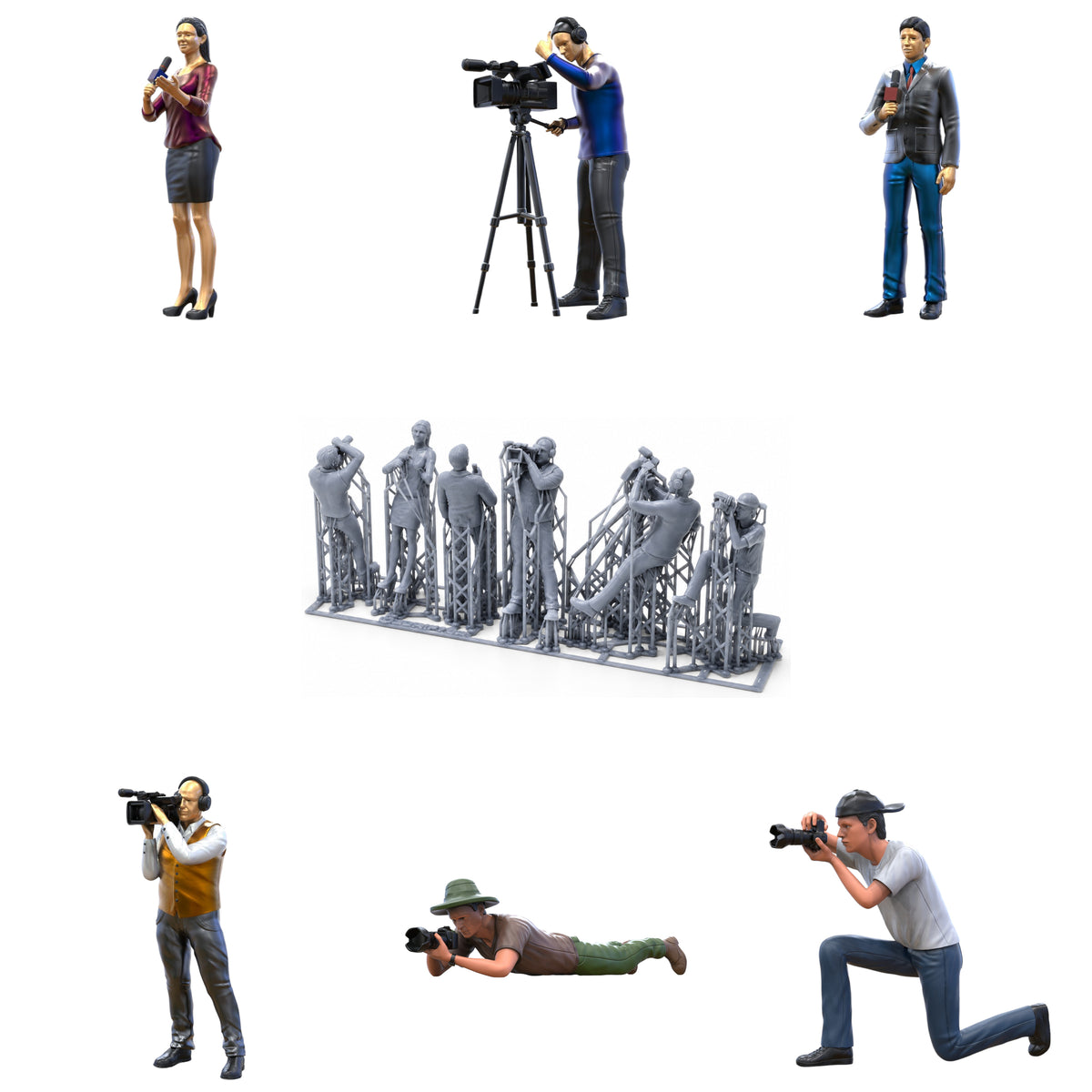 Photo du produit Diorama et modélisme Figurine miniature : Ensemble de reporters, 6 figurines
