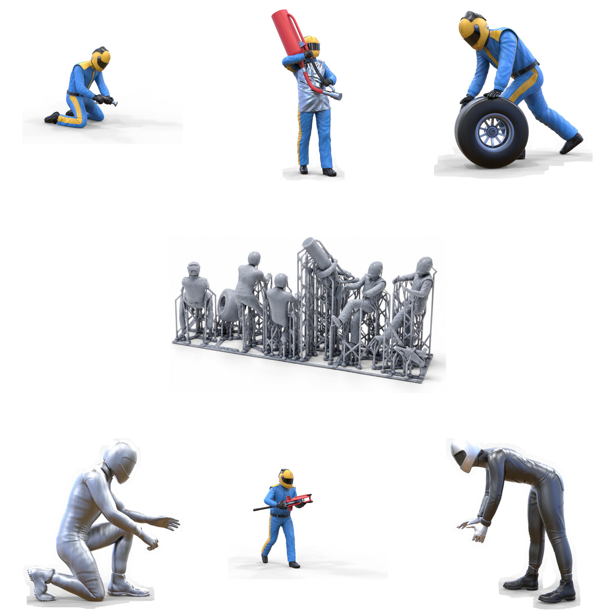Photo du produit diorama et modélisme figurine miniature : Set Pit-Crew, 6 figurines