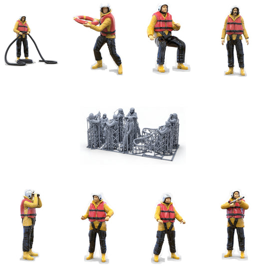 Photo du produit Diorama et modélisme Figurine miniature : Ensemble de sauveteurs en mer, 8 figurines