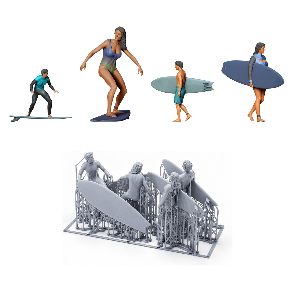 Photo de produit de modélisme diorama 0 : Ensemble de surfeurs et de planchistes