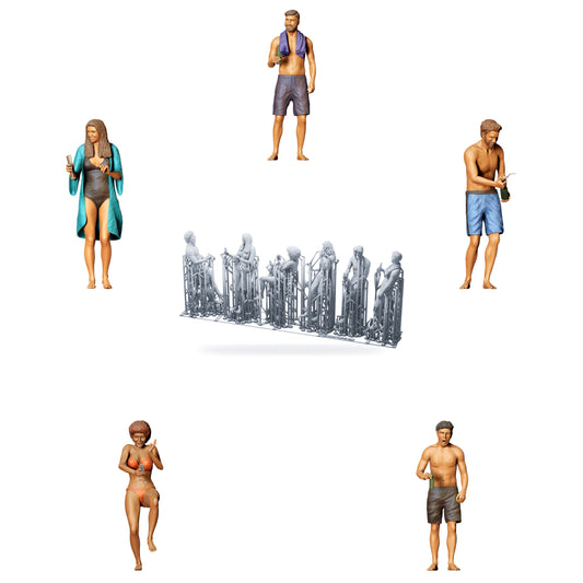 Photo de produit de modélisme diorama 0 : invités de jardin et de fête au bord de la piscine - ensemble de personnes en fête