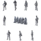 Dockers et ouvriers portuaires historiques - 9 figurines en résine non peintes en vue d’ensemble ouverte
