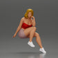 Diorama Modellbau Produktfoto 0: Sitzende Figur: Frau mit gekreuzten Beinen & aufgestütztem Kopf (a156)