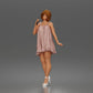 Diorama Modellbau Produktfoto 0: Stehende Figur: Frau im kurzen Kleid mit Mobiltelefon & Absatzschuhen (a180)