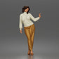 Diorama Modellbau Produktfoto 0: Stehende Figur: Frau mit Rollkragenpullover, weiter Hose & Plateauschuhen (a176)