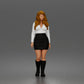Diorama Modellbau Produktfoto 0: Stehende Figur: Frau mit Hemdbluse, Minirock & kniehohen Stiefeln (a197)