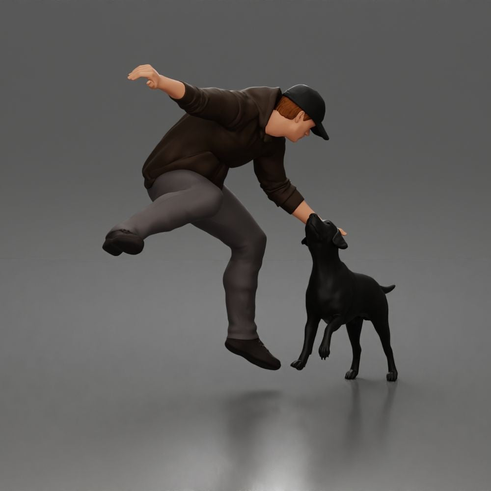 Diorama Modellbau Produktfoto 0: Diorama Figur: Geduckter Mann mit Kapuzenpullover (a201)