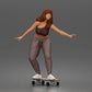 Diorama Modellbau Produktfoto 0: Diorama Figur: Skaterin balancierend auf Skateboard mit Crop-Top & Jogginghose (a170)