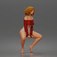 Diorama Modellbau Produktfoto 1: Hockende Figur: Tänzerin mit schulterfreiem Crop-Top & Shorts (a185)