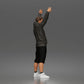 Photo produit de modélisme de diorama 1 : figurine debout : manifestant avec bannière, veste à capuche, short et chaussures de sport (a179)