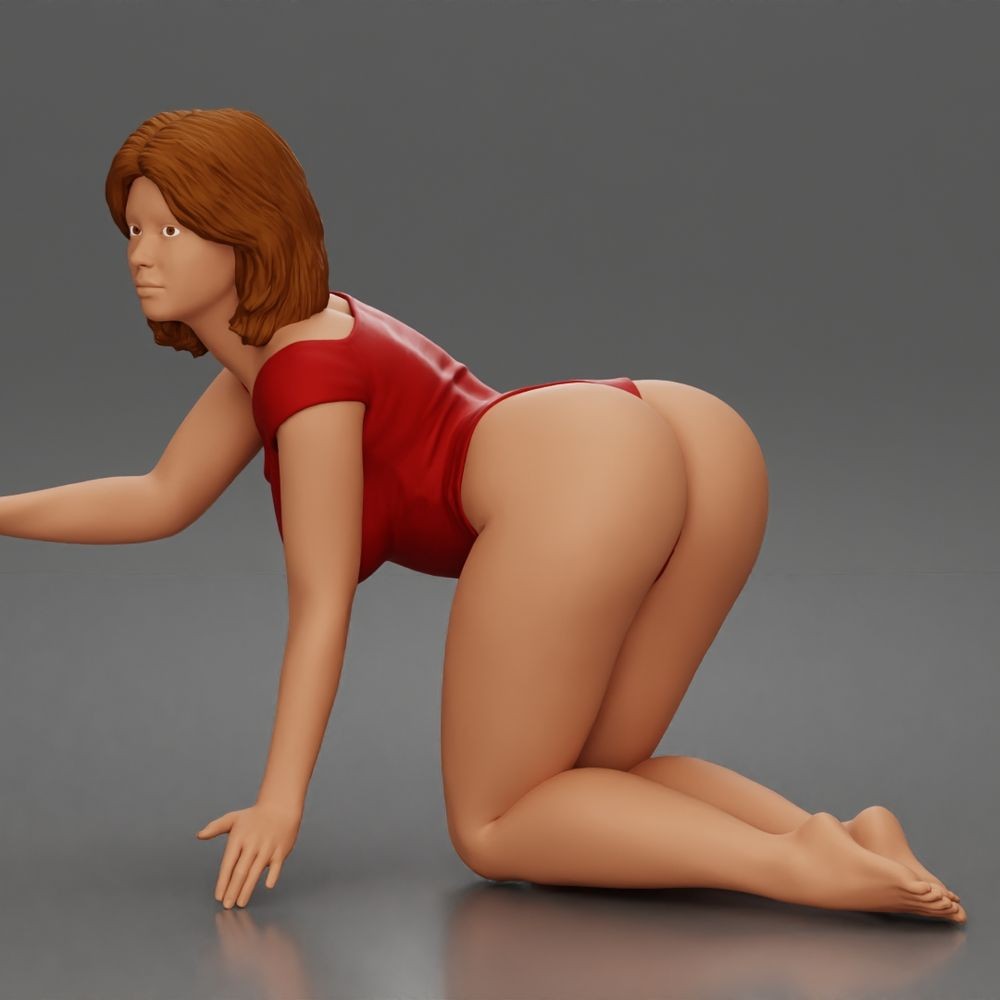 Photo produit de diorama et modélisme 1 : Figurine agenouillée : femme en body, buste penché vers l’avant et main au sol (a175)