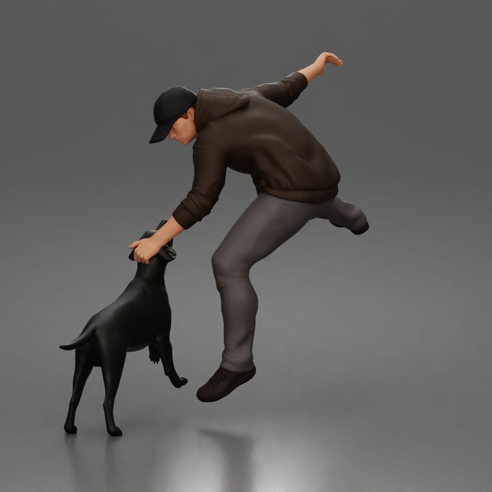 Diorama Modellbau Produktfoto 1: Diorama Figur: Geduckter Mann mit Kapuzenpullover (a201)