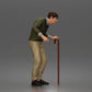 Photo produit de modélisme pour diorama 2 : figurine debout : homme âgé avec canne et pull (a168)