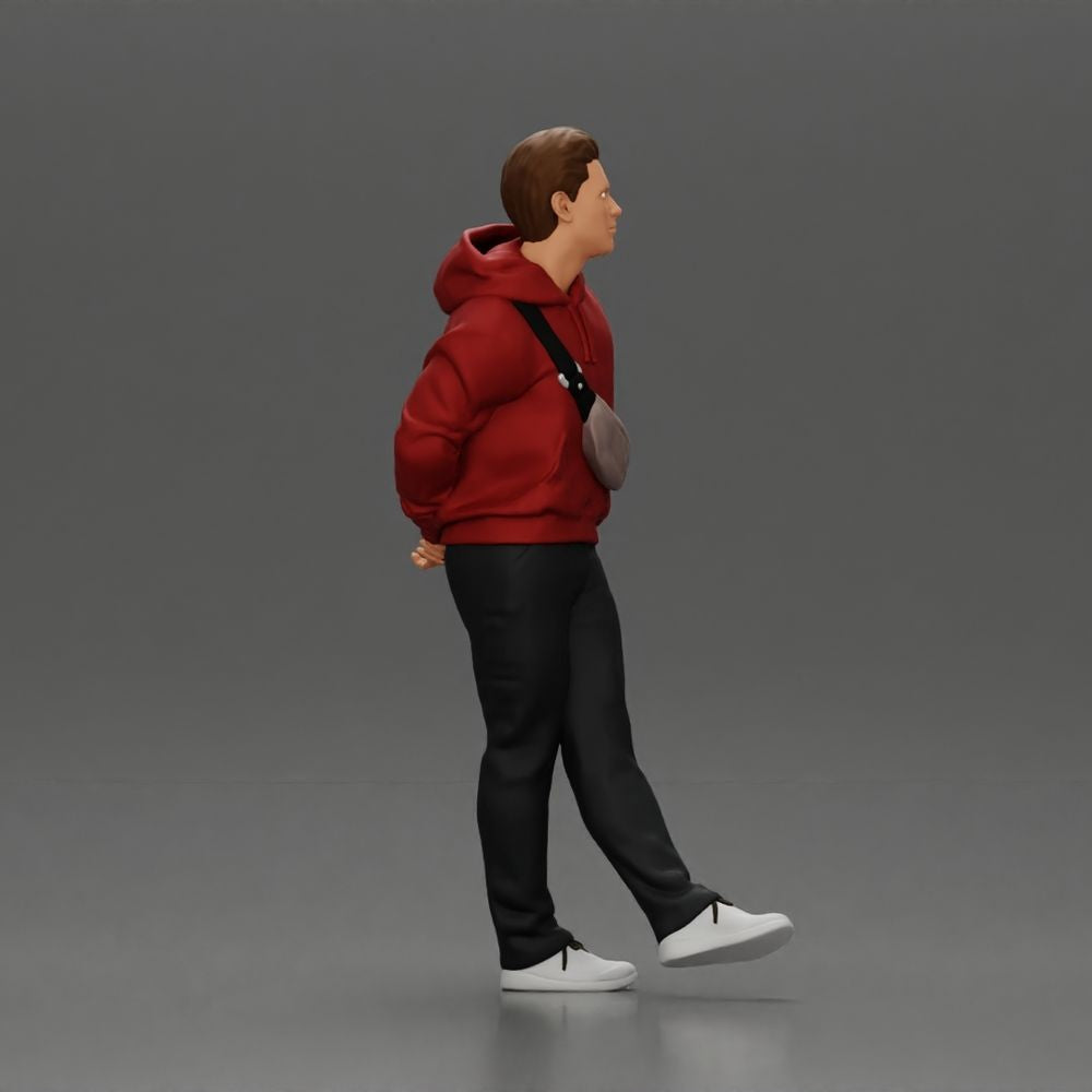 Diorama Modellbau Produktfoto 3: Gehende Figur: Mann in Freizeitkleidung mit Händen hinter dem Rücken (a158)