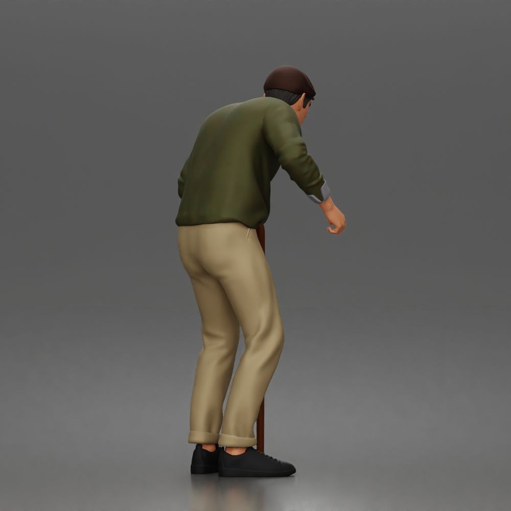Photo produit de modélisme de diorama 3 : figurine debout : homme âgé avec canne et pull (a168)