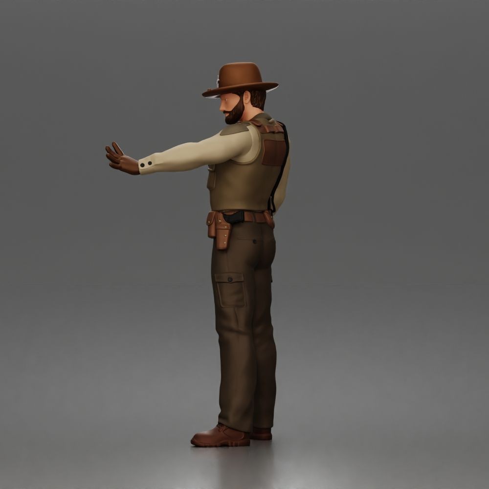 Diorama Modellbau Produktfoto 2: Stehende Figur: Sheriff mit Westernhut, Stiefeln & Ausrüstungsgürtel (a205)