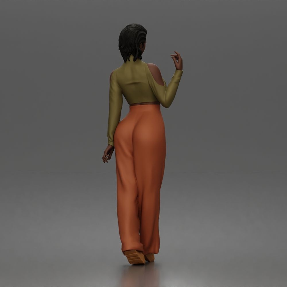 Diorama Modellbau Produktfoto 4: Stehende Figur: Frau mit bauchfreiem Rollkragenoberteil & weiter Hose (a167)