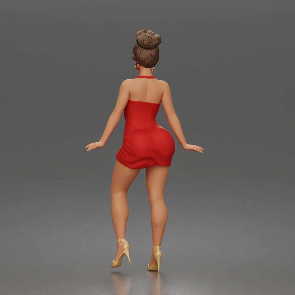Diorama Modellbau Produktfoto 3: Stehende Figur: Frau im kurzen figurbetonten Kleid & High Heels (a177)