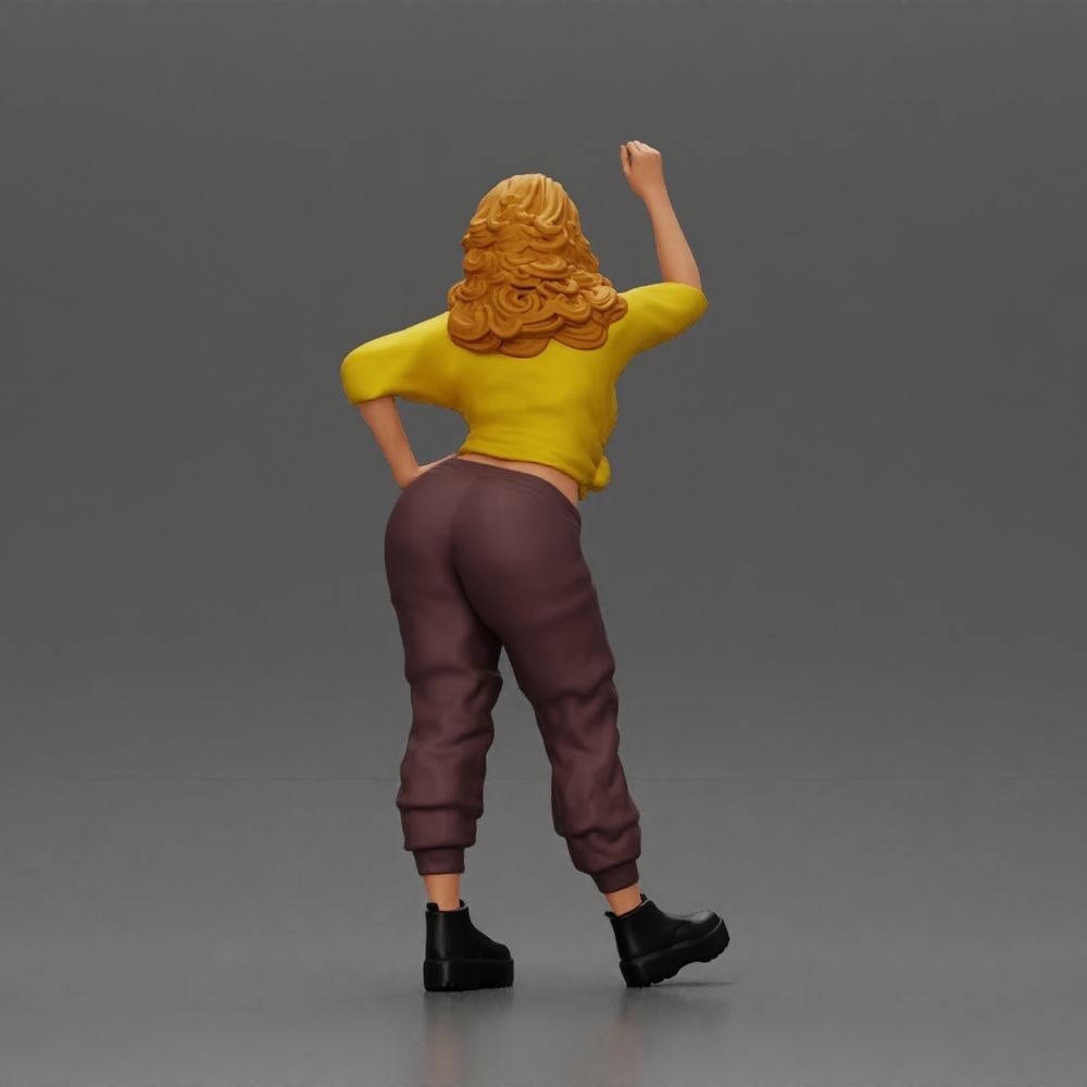 Diorama Modellbau Produktfoto 4: Stehende Figur: Frau mit erhobenem Arm & Hand an der Hüfte (a157)