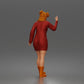 Diorama Modellbau Produktfoto 3: Stehende Figur: Winkende Frau ruft Taxi mit langärmeligem Kleid & Stiefeln (a204)
