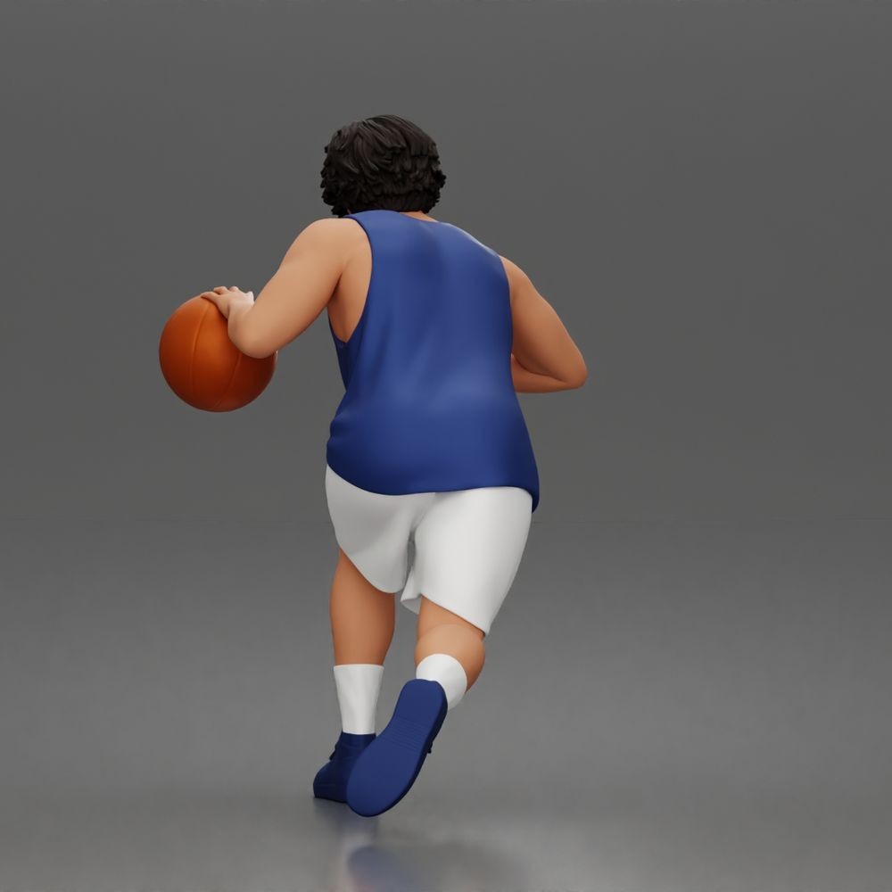 Diorama Modellbau Produktfoto 5: Diorama Figur: Basketballspieler im Vorwärtslauf mit Ball & Sportkleidung (a166)
