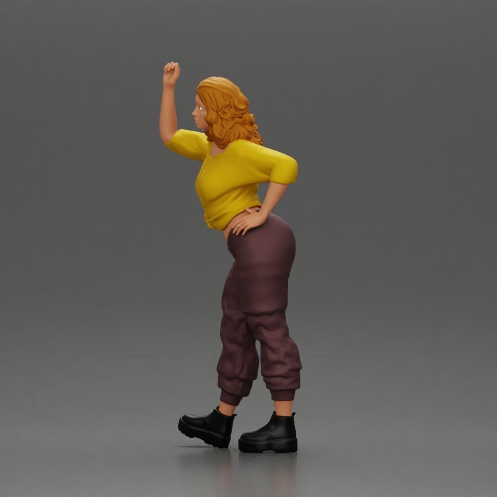 Diorama Modellbau Produktfoto 5: Stehende Figur: Frau mit erhobenem Arm & Hand an der Hüfte (a157)