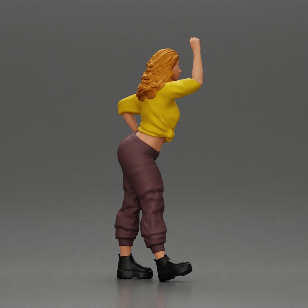 Diorama Modellbau Produktfoto 6: Stehende Figur: Frau mit erhobenem Arm & Hand an der Hüfte (a157)