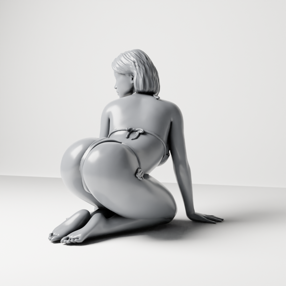 Photo produit de modélisme pour diorama 6 : figurine agenouillée : femme de plage en bikini noué (a182)