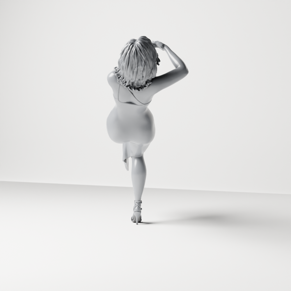Diorama Modellbau Produktfoto 3: Stehende Figur: Zurückgelehnte Frau im langen Kleid mit Riemchenschuhen (a192)