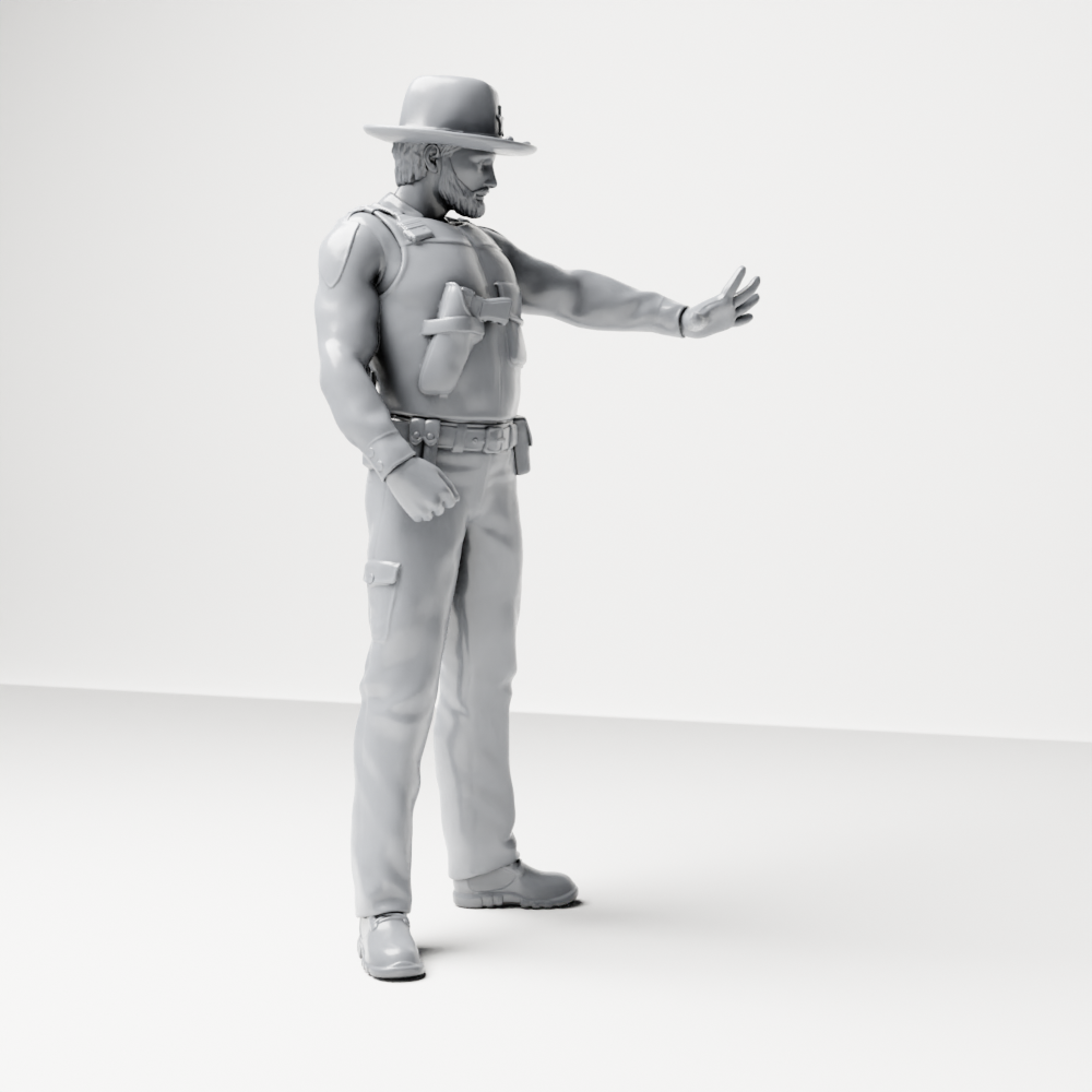 Diorama Modellbau Produktfoto 6: Stehende Figur: Sheriff mit Westernhut, Stiefeln & Ausrüstungsgürtel (a205)