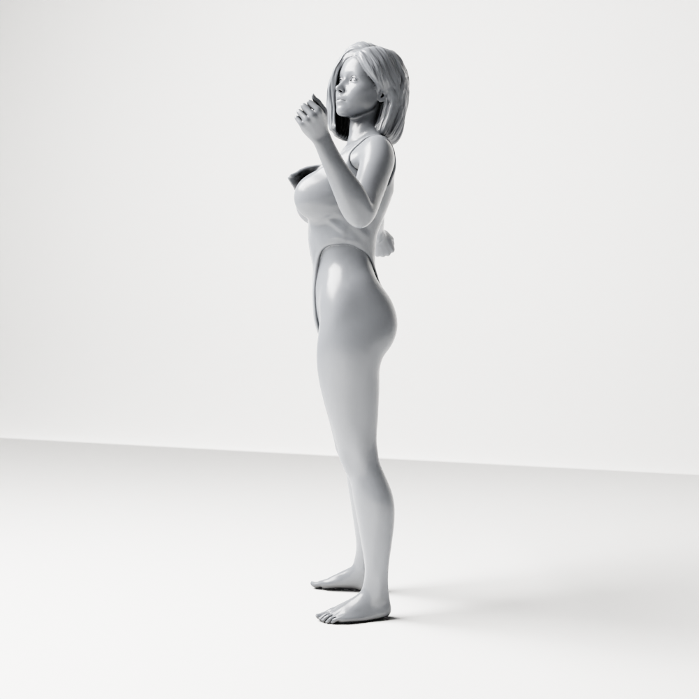 Diorama Modellbau Produktfoto 6: Stehende Figur: Frau im einteiligen Bodysuit mit ausgestreckten Armen (a206)
