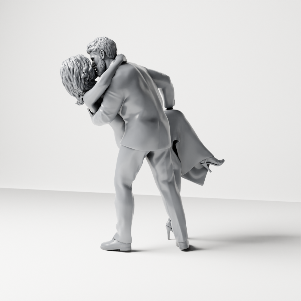 Diorama Modellbau Produktfoto 7: Diorama Figur: Küssendes Tanzpaar in Rückbeuge, Mann im Anzug & Frau im langen Kleid (a193)