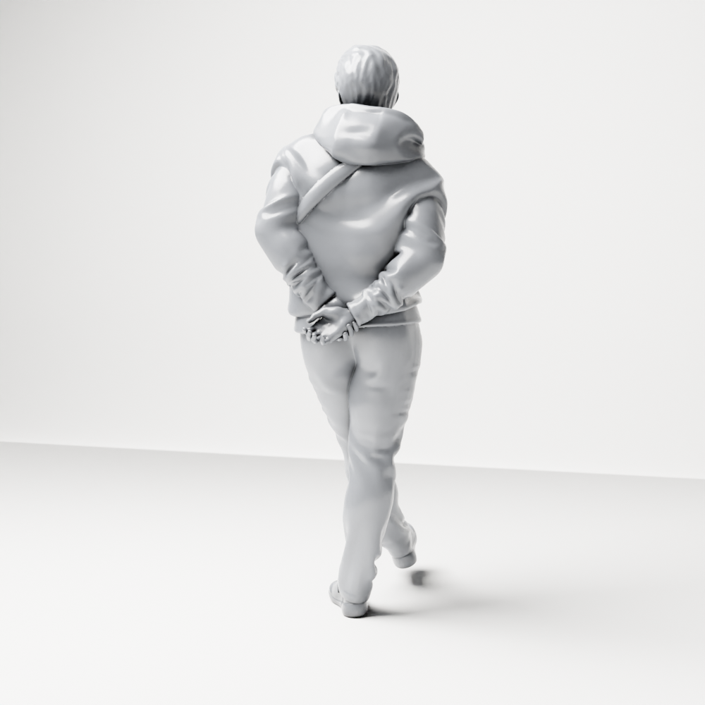 Diorama Modellbau Produktfoto 8: Gehende Figur: Mann in Freizeitkleidung mit Händen hinter dem Rücken (a158)