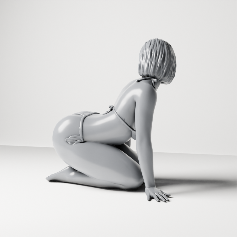 Photo produit de modélisme pour diorama 7 : figurine agenouillée : femme de plage en bikini noué (a182)