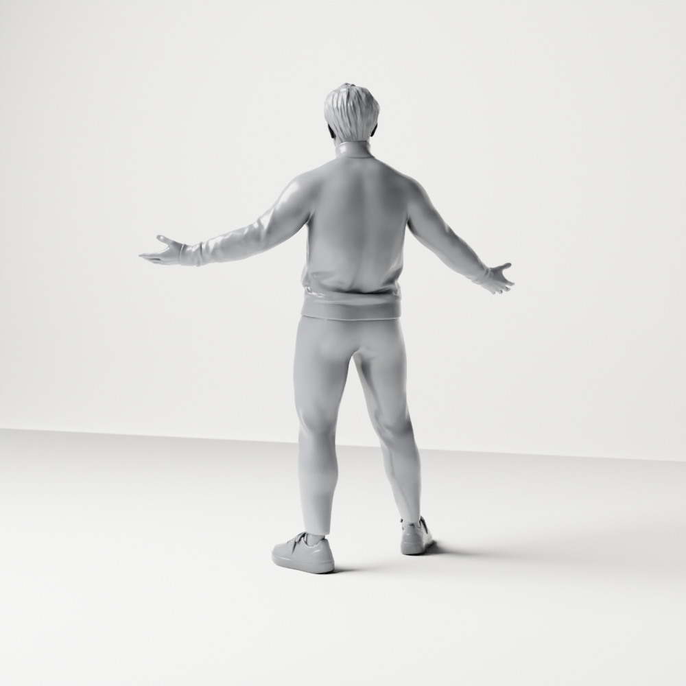 Diorama Modellbau Produktfoto 7: Stehende Figur: Präsentierender Mann mit Rollkragenpullover und offenen Armen (a190)