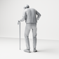 Photo produit de modélisme pour diorama 8 : figurine debout : homme âgé avec canne et pull (a168)