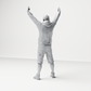 Photo produit de modélisme de diorama 4 : figurine debout : manifestant avec bannière, sweat à capuche, short et chaussures de sport (a179)