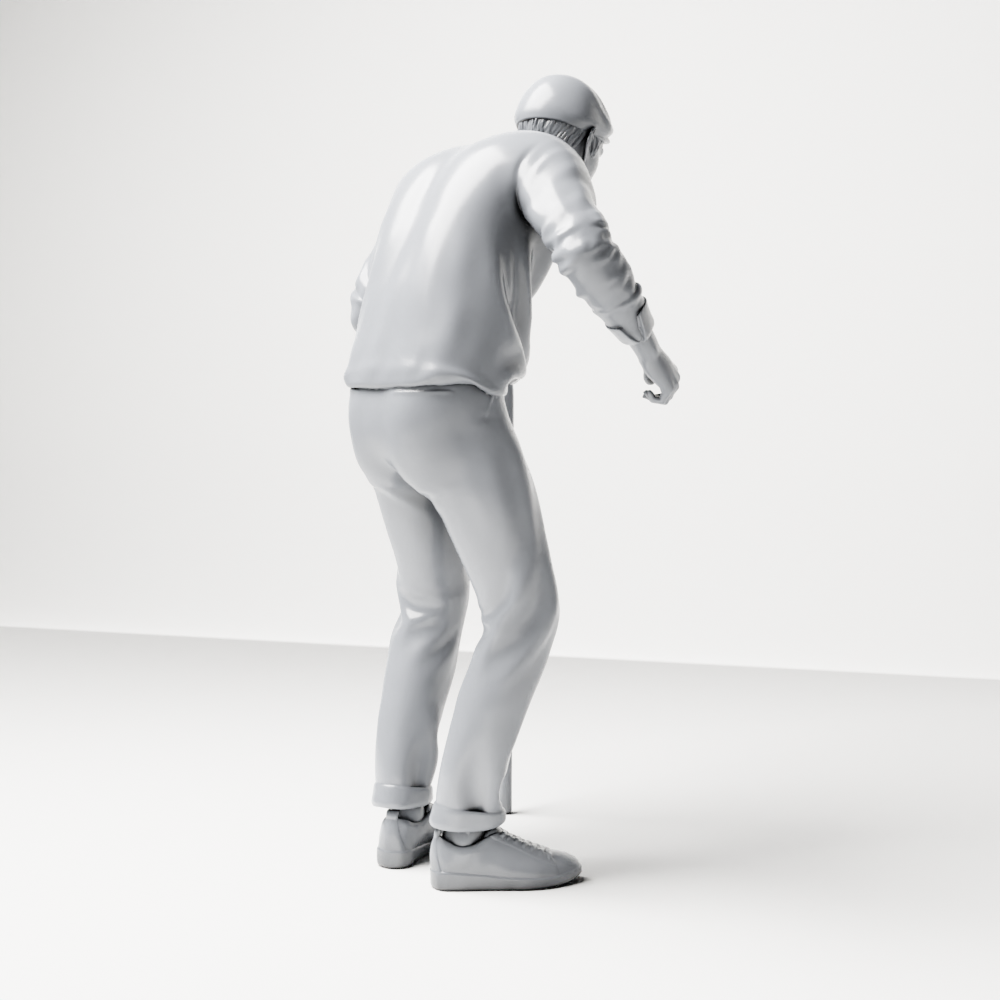 Photo produit de modélisme pour diorama 9 : figurine debout : homme âgé avec canne et pull (a168)