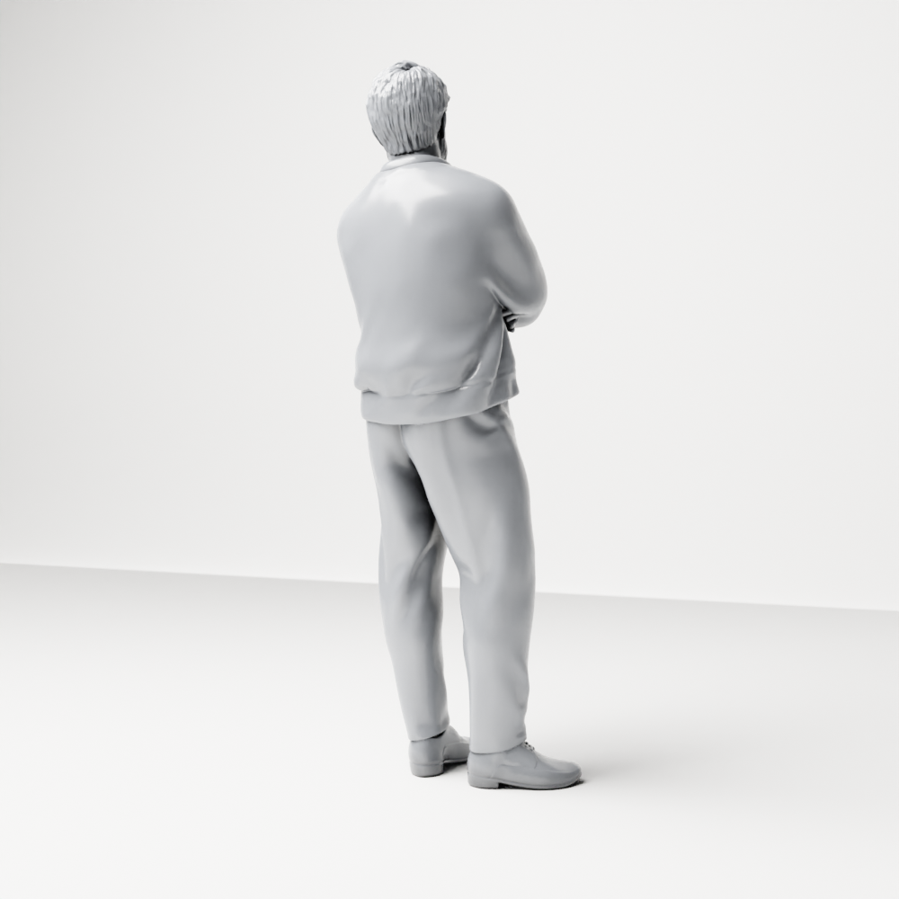 Diorama Modellbau Produktfoto 8: Stehende Figur: Bärtiger Mann mit verschränkten Armen & Strickjacke (a208)