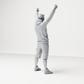 Photo produit de modélisme de diorama 5 : figurine debout : manifestant avec bannière, sweat à capuche, short et chaussures de sport (a179)
