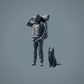 Figur d'animal de compagnie : chien assis - Border Collie (a006)