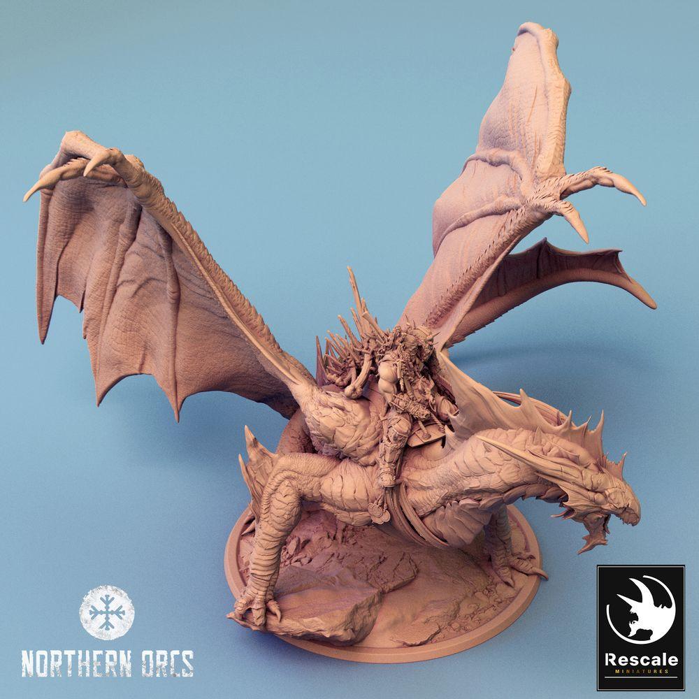 Photo de produit Tabletop 28mm Lord of the Print (LotP) 0 : M dragon légendaire métallique argenté atterri (24_04_M)